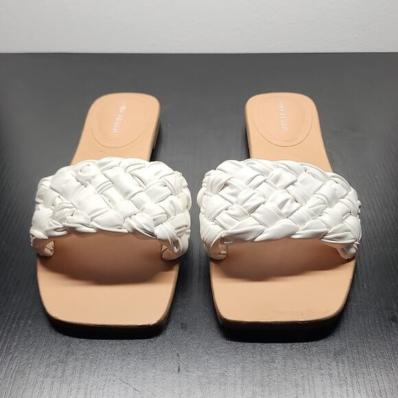 MARC FISHER SQUARE TOE SLIDES CRISS CROSS RIBBON THICK LEATHER BOTTOMS W.SIZE 10 - Picture 1 of 16